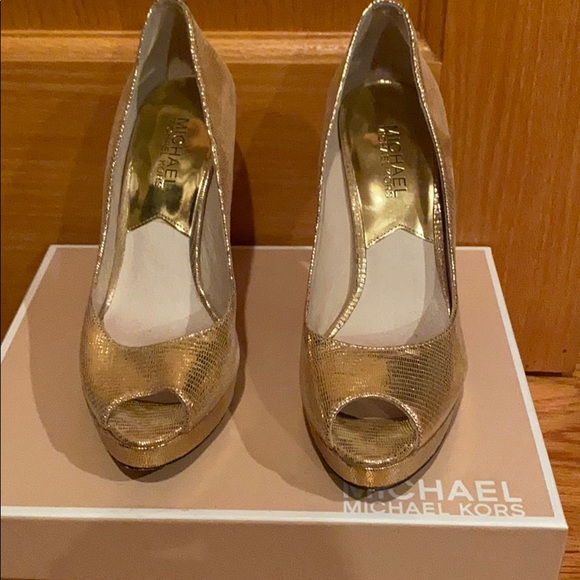 Gold Sparkly Michael Kors Shoes - Picture 1 of 7